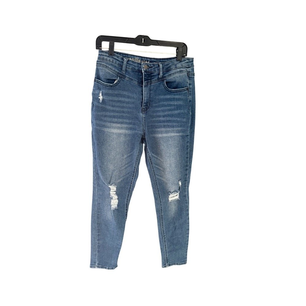 Vanilla Star Real Cheeky Distressed Skinny Jeans Blue W30/11 High Rise Ripped